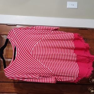 Women's hot pink and white striped top
